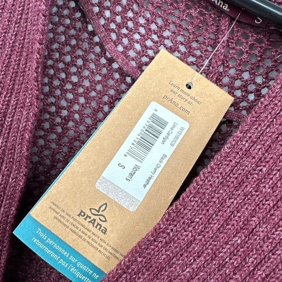 prAna NWT Women's Black Cherry Heather LIMA Cardigan Sweater, Size - Picture 3 of 5